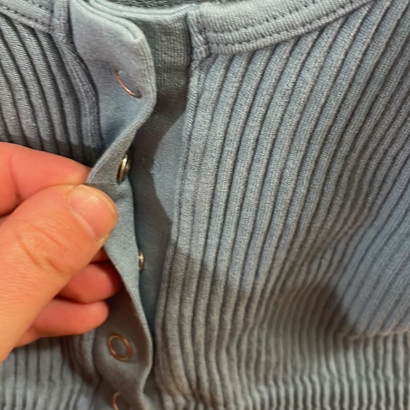 Aerie Blue Ribbed Button-Front Bra - Picture 3 of 5